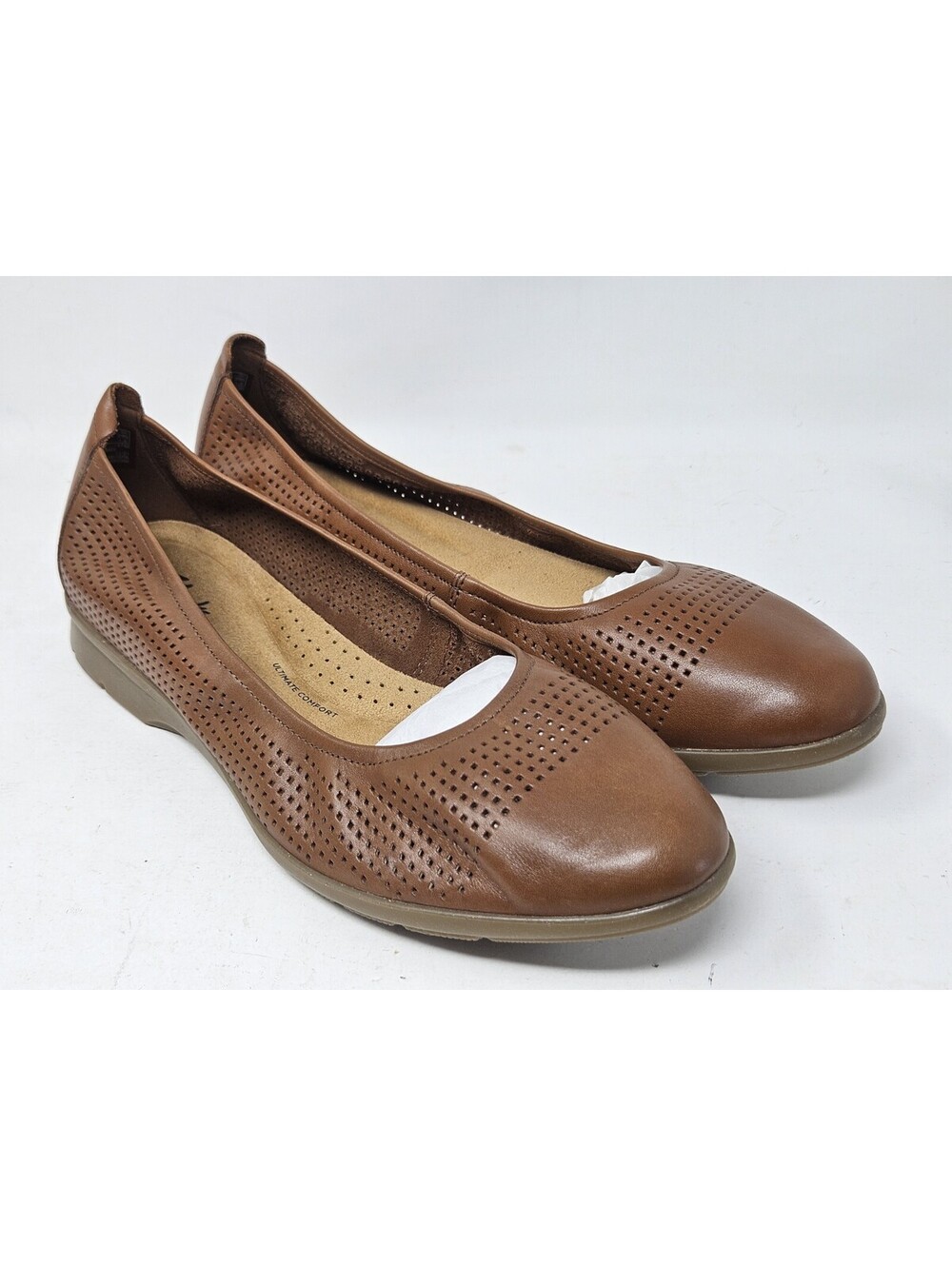 Clarks Collection Flexible Slip On Flats Jenette Ease TAN Leather 11 M